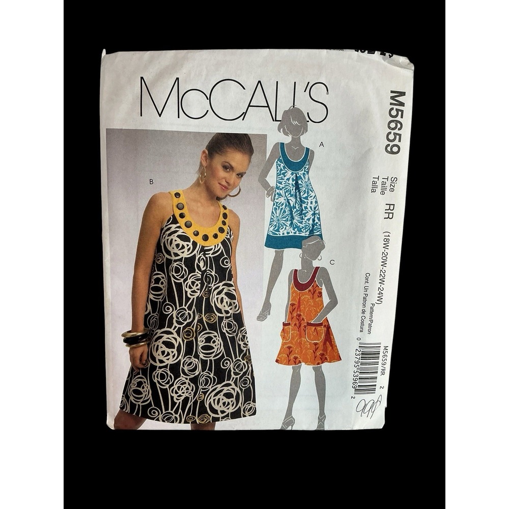 McCall's Women's Dress Pattern M5659 Size 18W-24W UNCUT